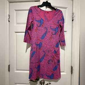 Fresh Produce Pink and Blue V-Neck Sheath Dress